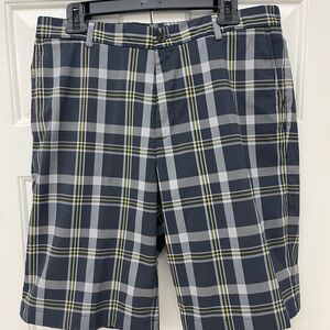 Slazenger Men's Navy, Gray & Yellow Plaid Flat-Front Shorts